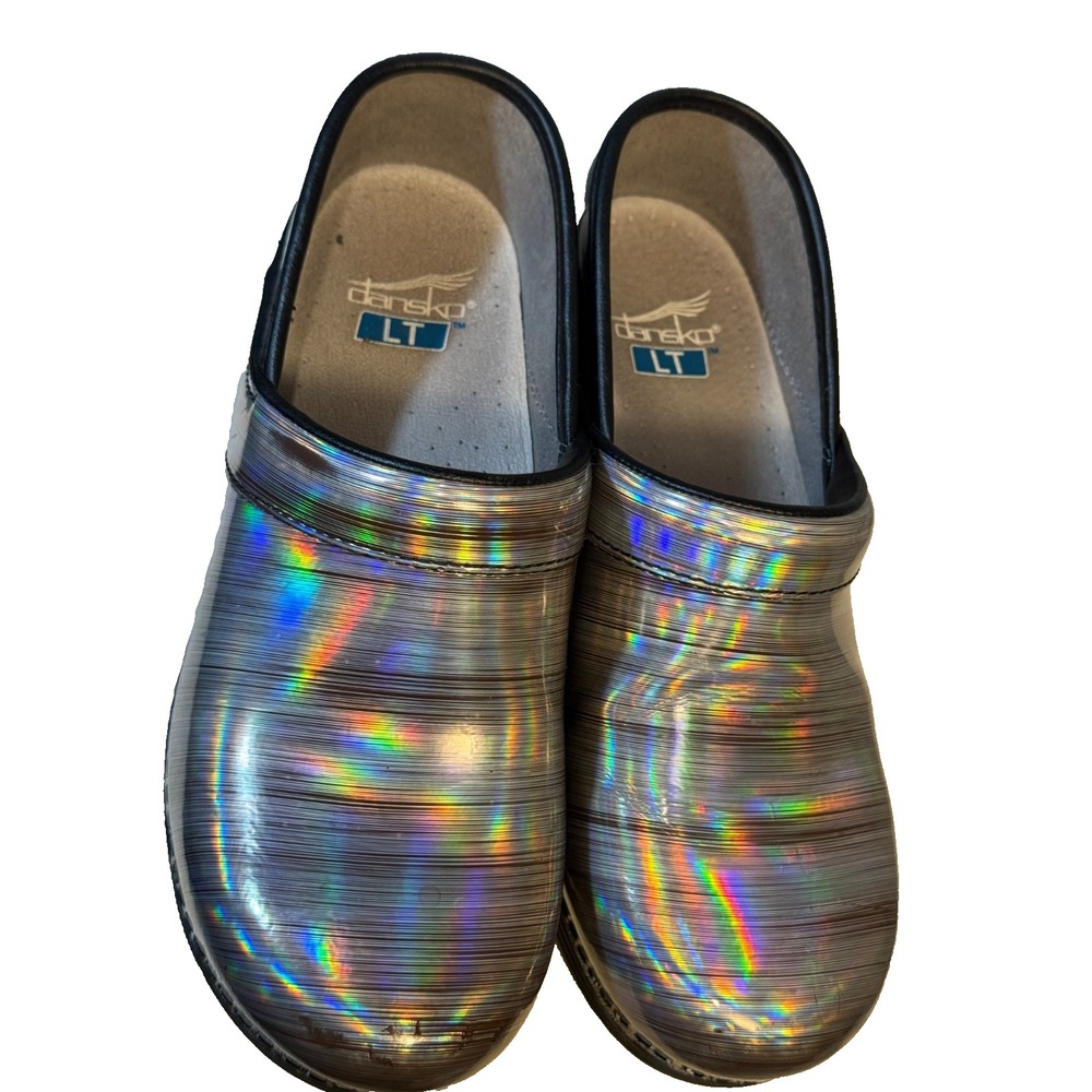 Dansko LT Pro Womens Prism Metallic Leather Clog Shoes EU 36 US 7 Prism Multi